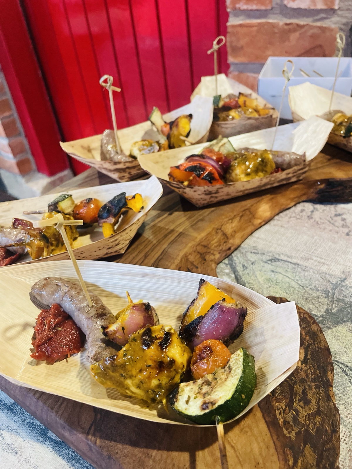 Braai skewers and charred vegetables prepared for a Challas event